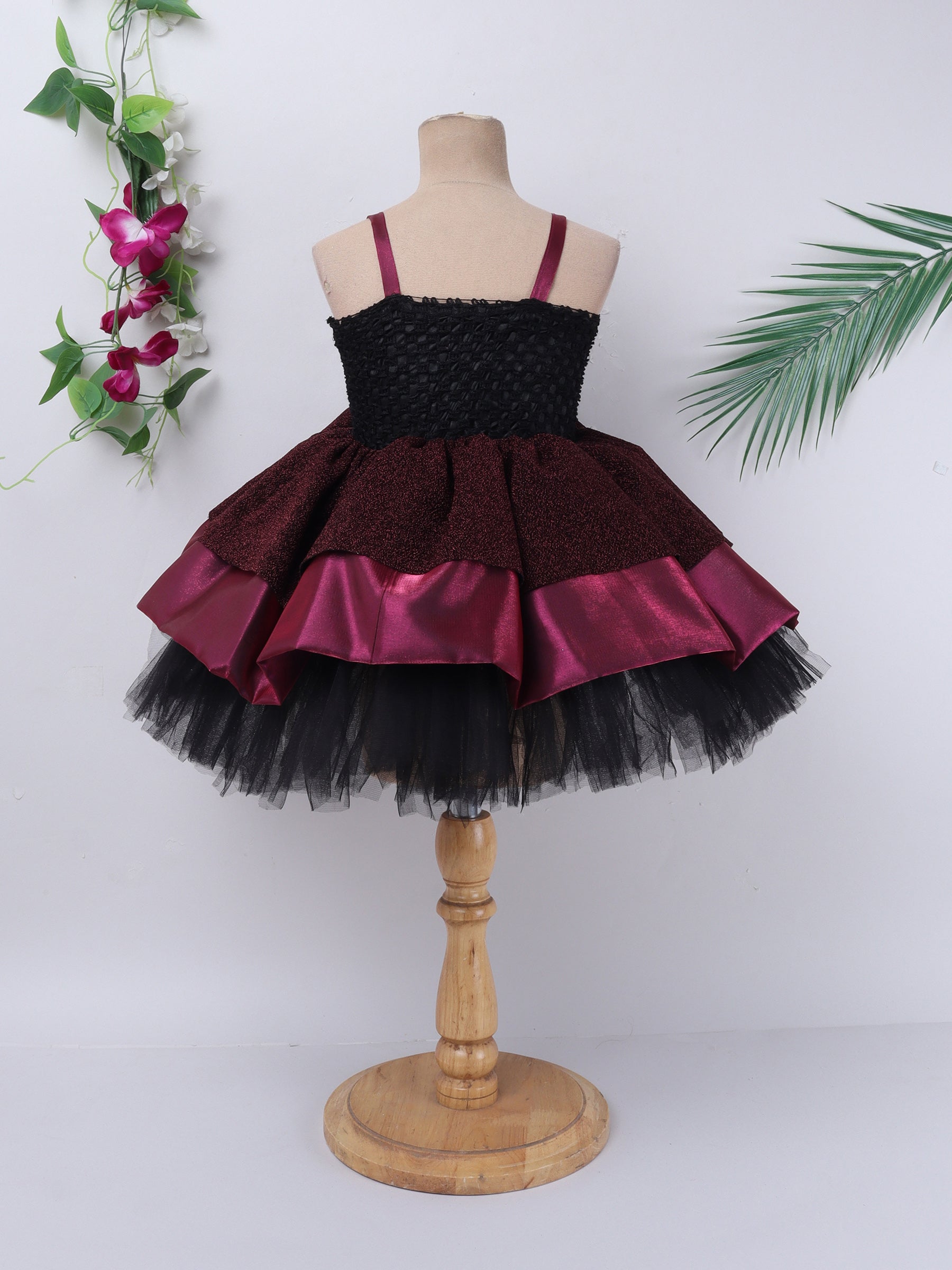 "Chic, Bold & Beautiful – Perfect Tutu Party Gown with Statement Floral Detail."