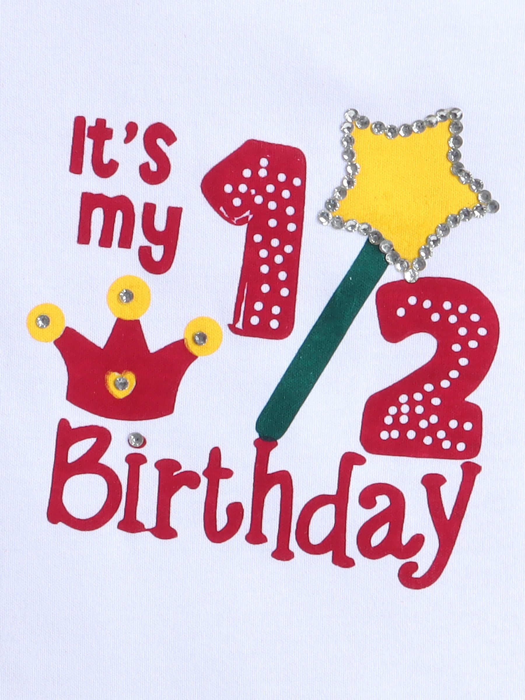 "Half Birthday Outfit Set for Baby Girl – Red & Yellow Star Theme"