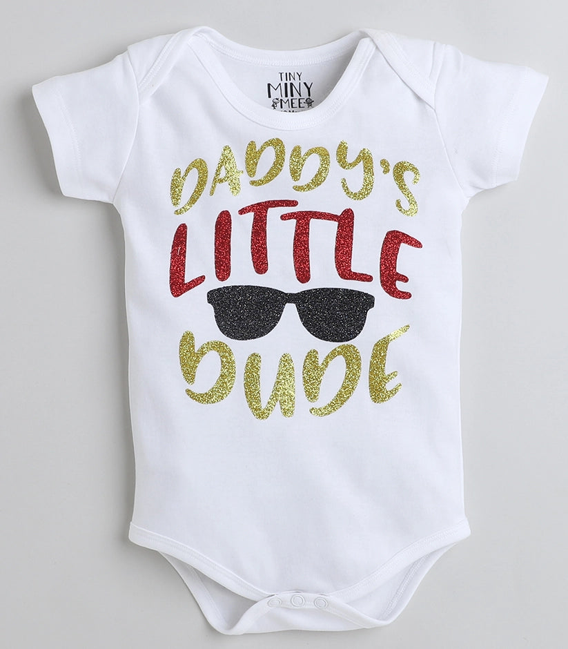 Tiny Miny mee boys printed bodysuit - White