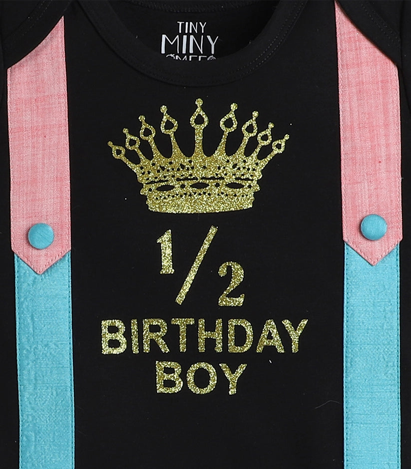 Tiny Miny mee boys printed bodysuit - Black