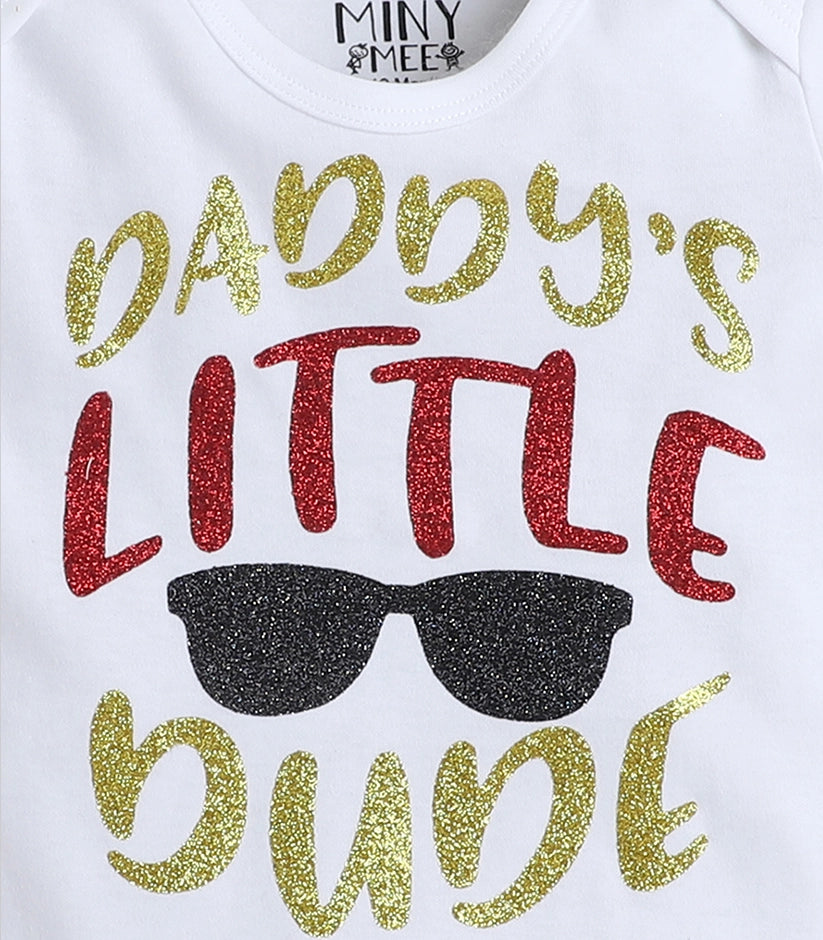 Tiny Miny mee boys printed bodysuit - White