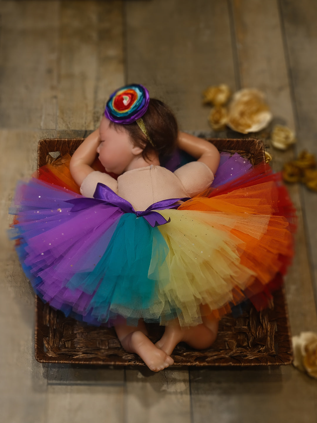 RAINBOW TUTU SKIRT HEADBAND SET