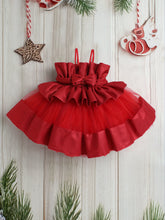 Elegant Red Tutu Party Dress for Baby Girls – Bow Detail & Fluffy Tulle Skirt