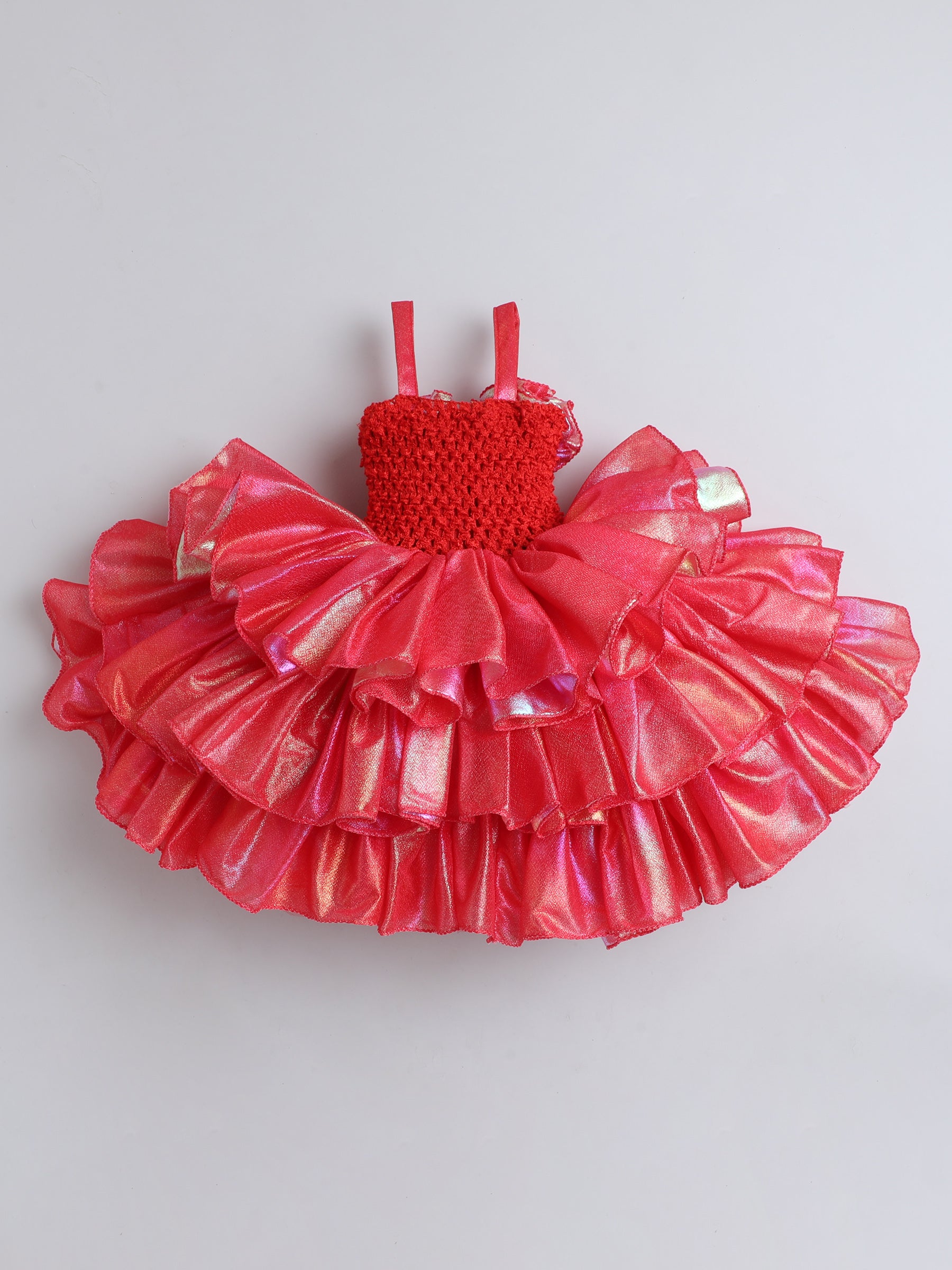 Red Layered Princess Tutu Dress for Baby Girls – Rosette Bodice & Party Wear