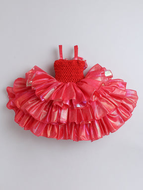 Red Layered Princess Tutu Dress for Baby Girls – Rosette Bodice & Party Wear