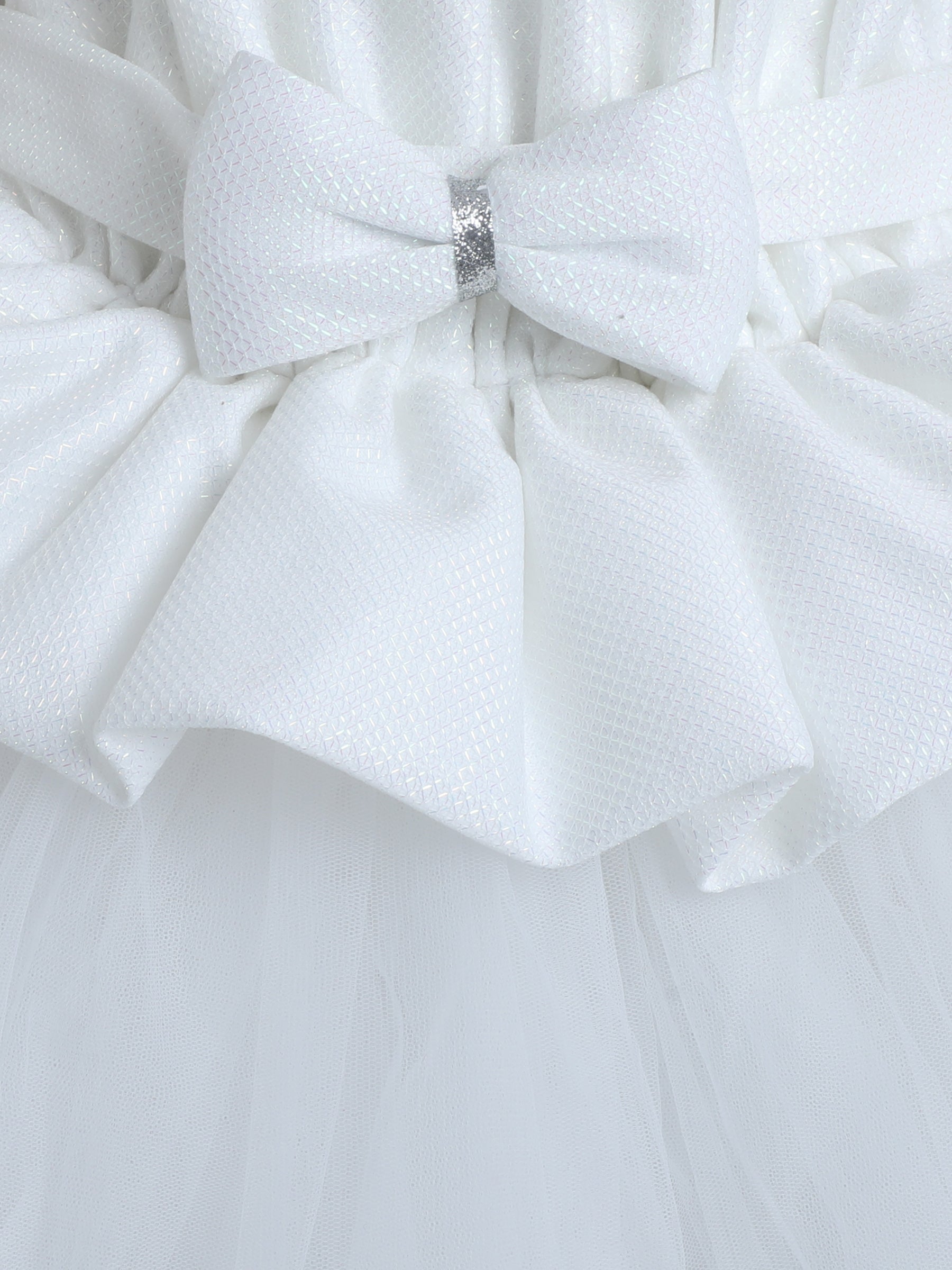 "Dreamy tutu gown featuring a shimmery bow belt, layered ruffles, and delicate straps – perfect for birthdays,
