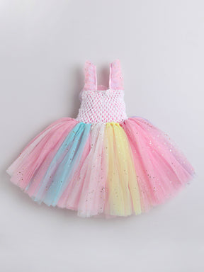 Let your little one sparkle in this magical Knee Length unicorn dress, straight out of a pastel dream!