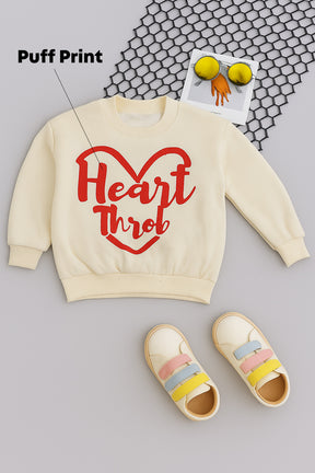 Kids Cream “Heart Throb” Printed Sweatshirt