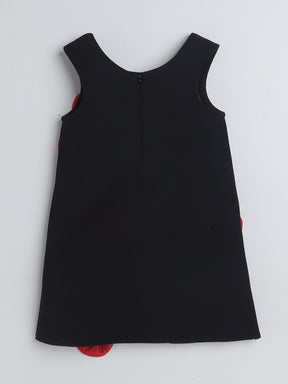 TINY MINY MEE Sleeveless Floral Applique Detailed Dress - Black