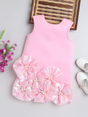 TINY MINY MEE Sleeveless Floral Applique Detailed Pearls Embellished Dress