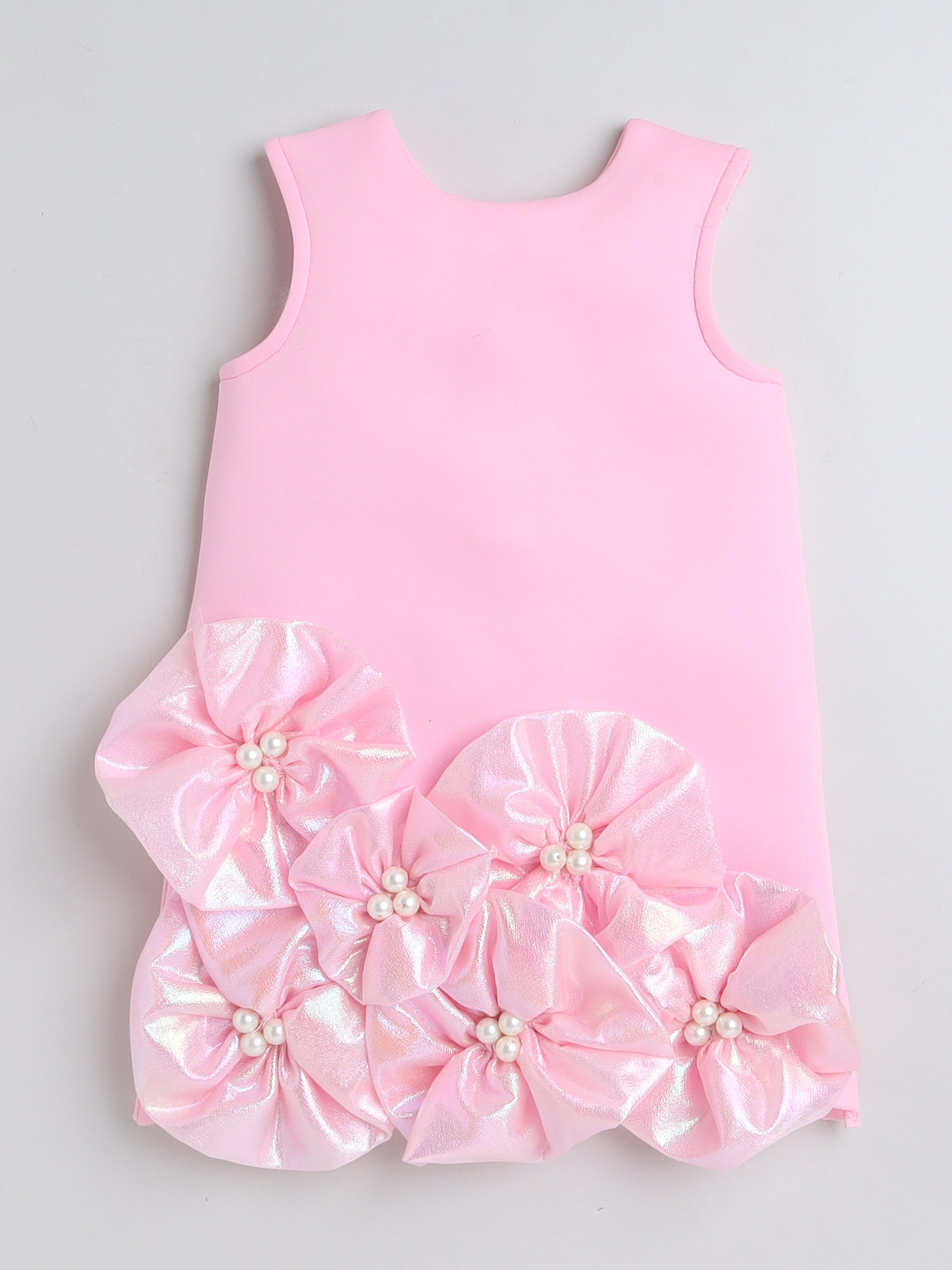 TINY MINY MEE Sleeveless Floral Applique Detailed Pearls Embellished Dress