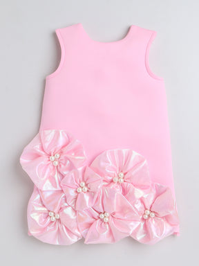 TINY MINY MEE Sleeveless Floral Applique Detailed Pearls Embellished Dress