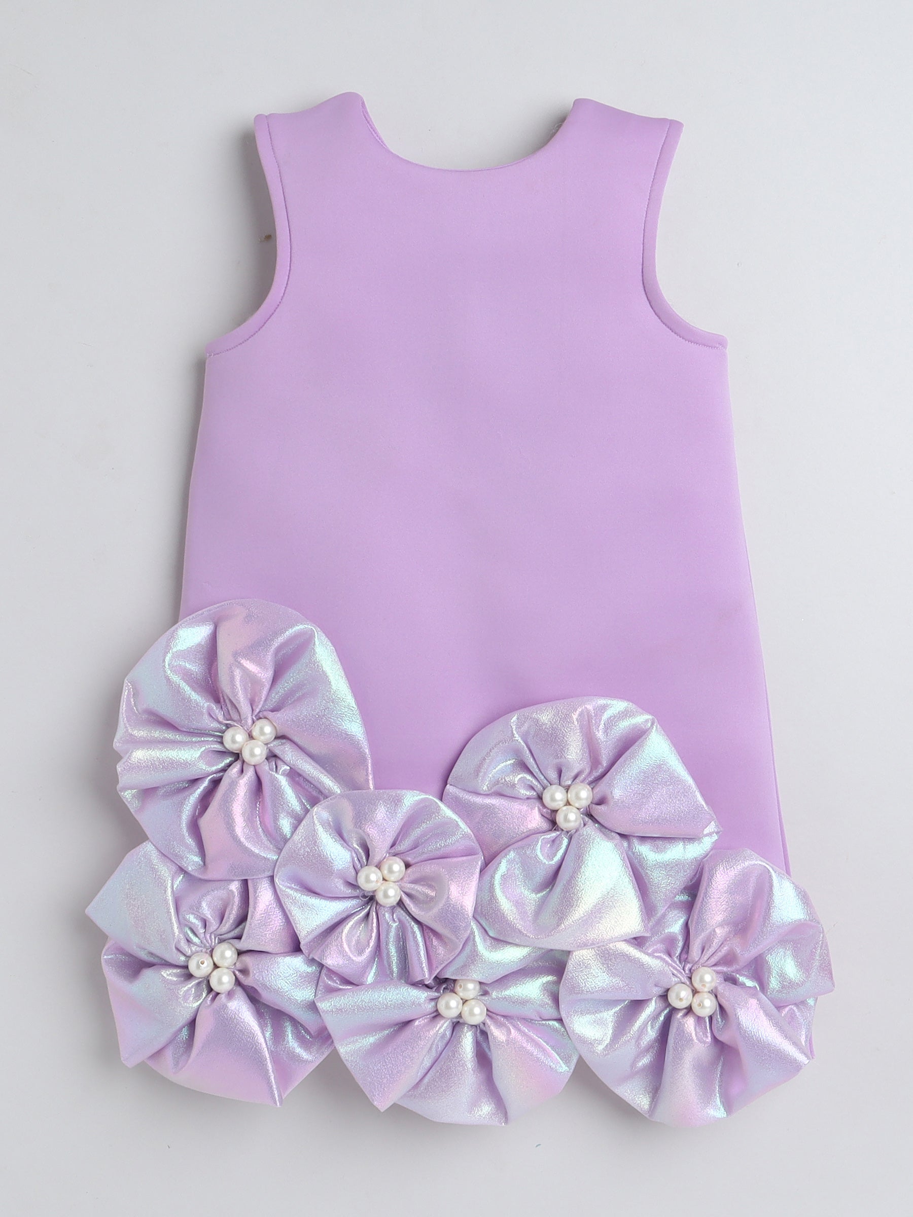 TINY MINY MEE Sleeveless Floral Applique Detailed Pearls Embellished Dress