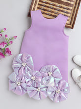 TINY MINY MEE Sleeveless Floral Applique Detailed Pearls Embellished Dress