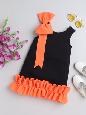 TINY MINY MEE Sleeveless Frill & Bow Applique Detailed Dress