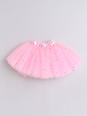 TINY MINY MEE Half Sleeves Text Printed Onesie With Net Tutu Skirt & Bow