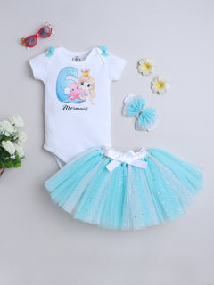 Mermaid 6th Month Birthday Outfit for Baby Girls – Bodysuit & Tutu Set