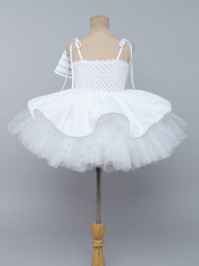 White Sparkle Bow Party Tutu Dress