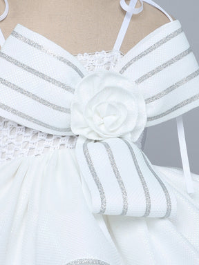 White Sparkle Bow Party Tutu Dress