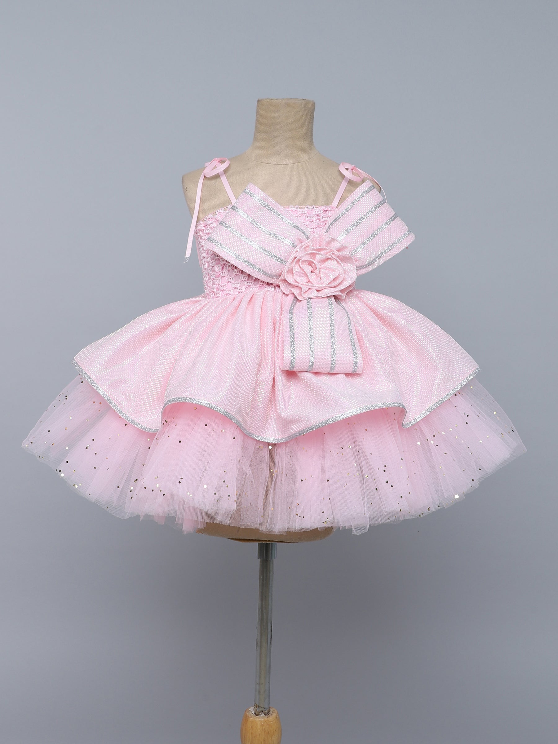 White Sparkle Bow Party Tutu Dress