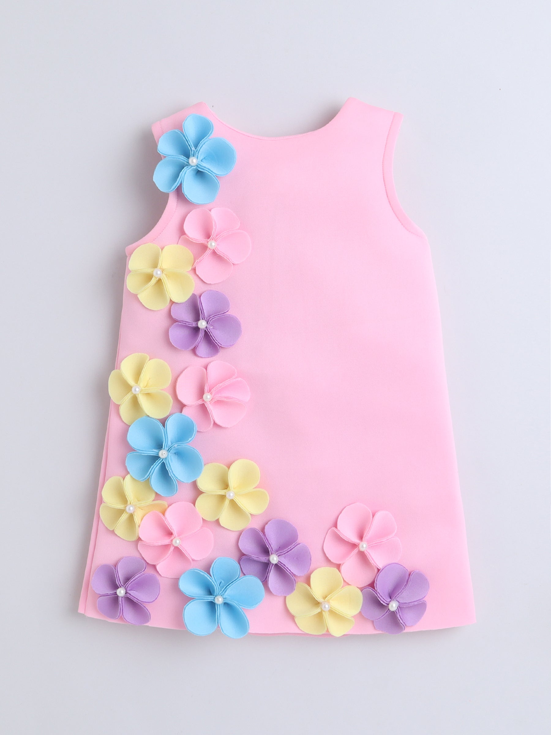 Pink Floral 3D Appliqué Dress for Baby Girls 🌸