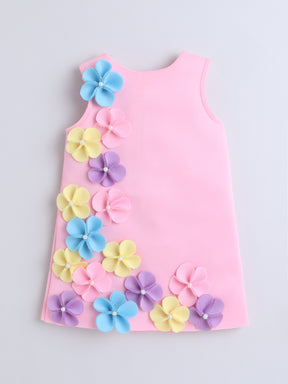 Pink Floral 3D Appliqué Dress for Baby Girls 🌸