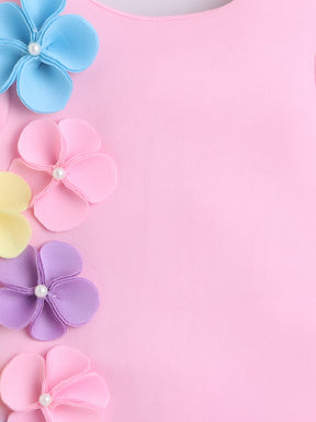 Pink Floral 3D Appliqué Dress for Baby Girls 🌸