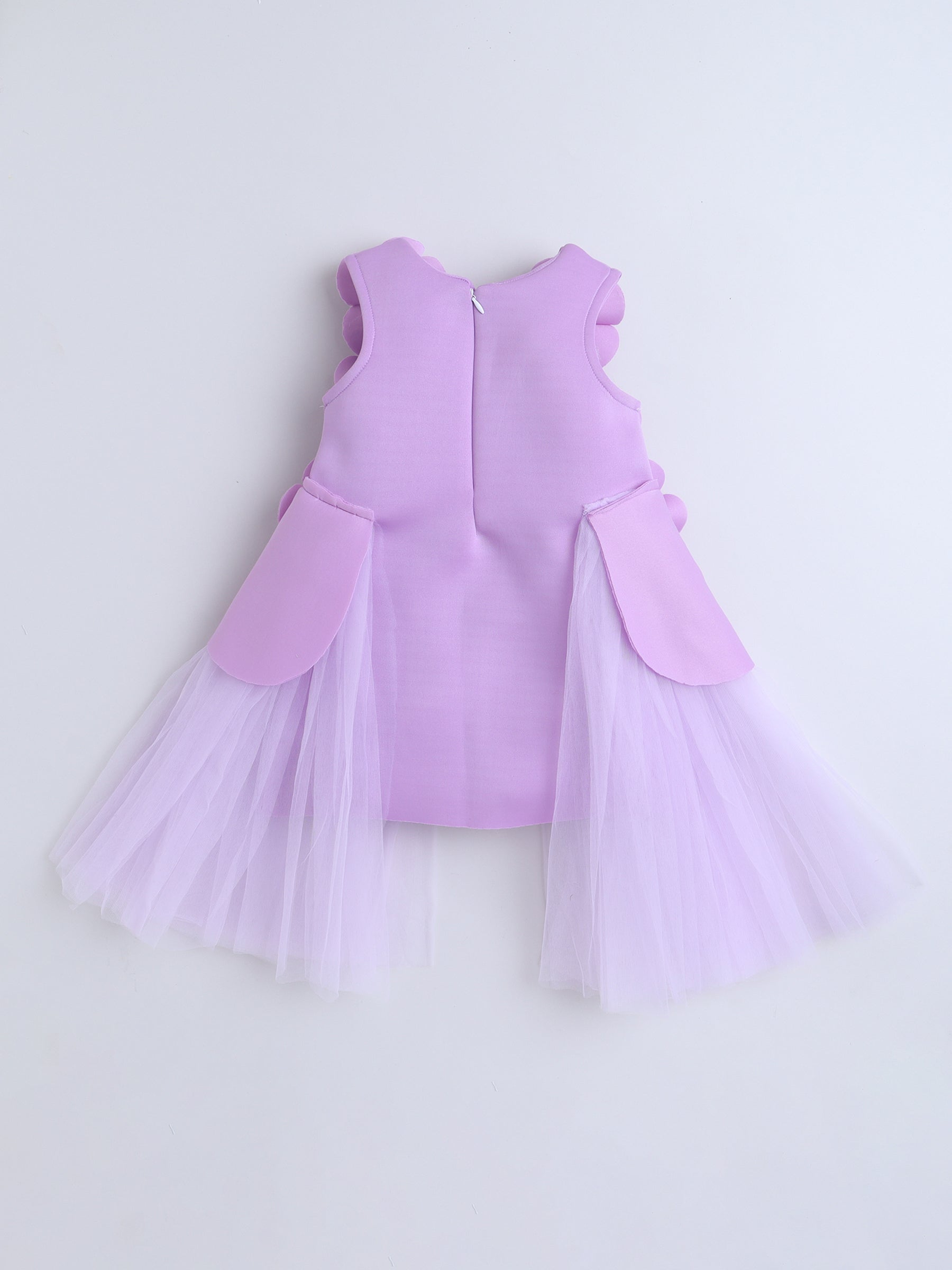 Lavender Floral Tulle Party Dress with Pearl Embellishments