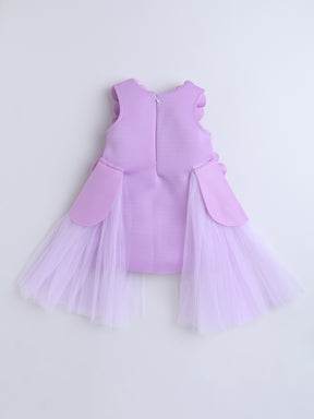Lavender Floral Tulle Party Dress with Pearl Embellishments