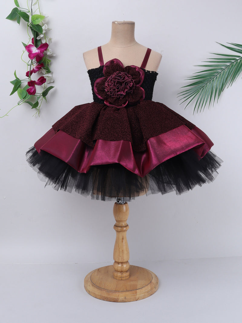 "Chic, Bold & Beautiful – Perfect Tutu Party Gown with Statement Floral Detail."