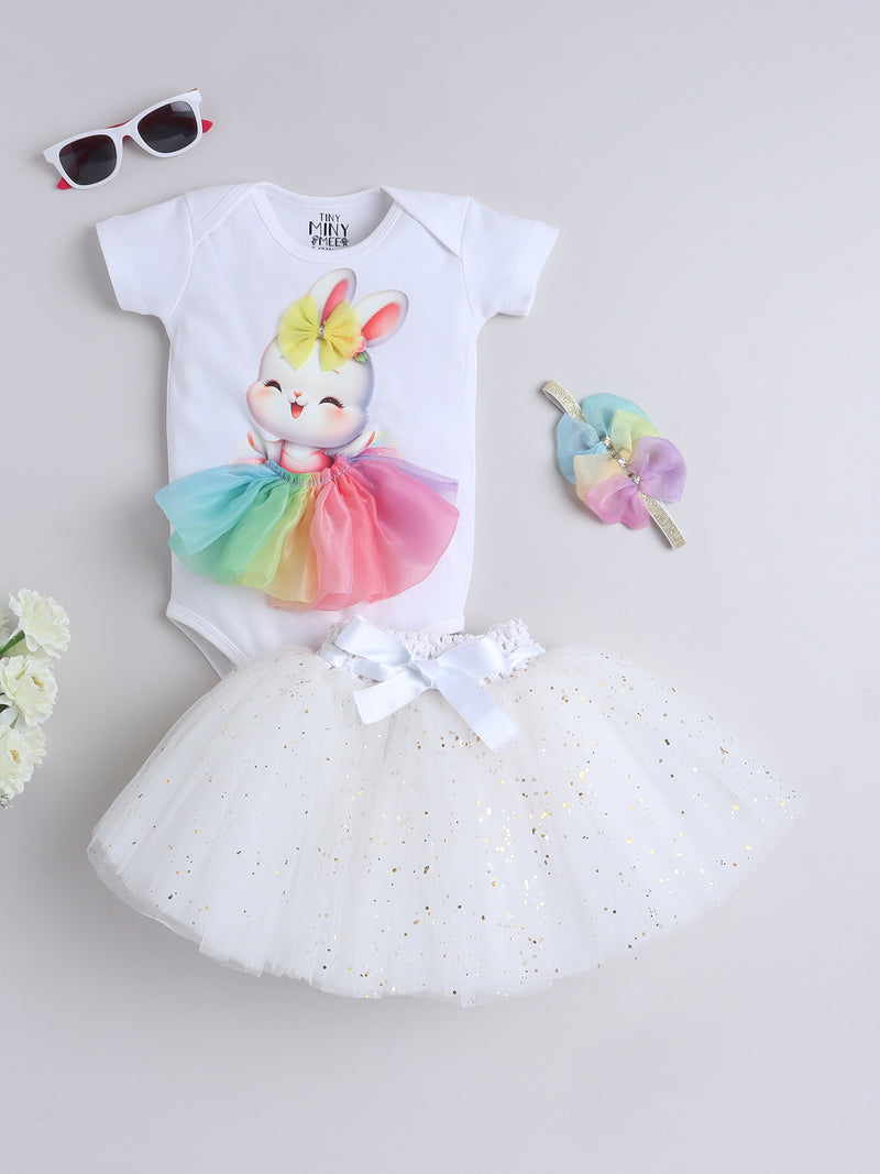 Rainbow Bunny 3-Piece Baby Girl Tutu Set