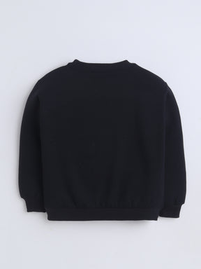 Black Floral Hand-Embellished Kids Sweatshirt