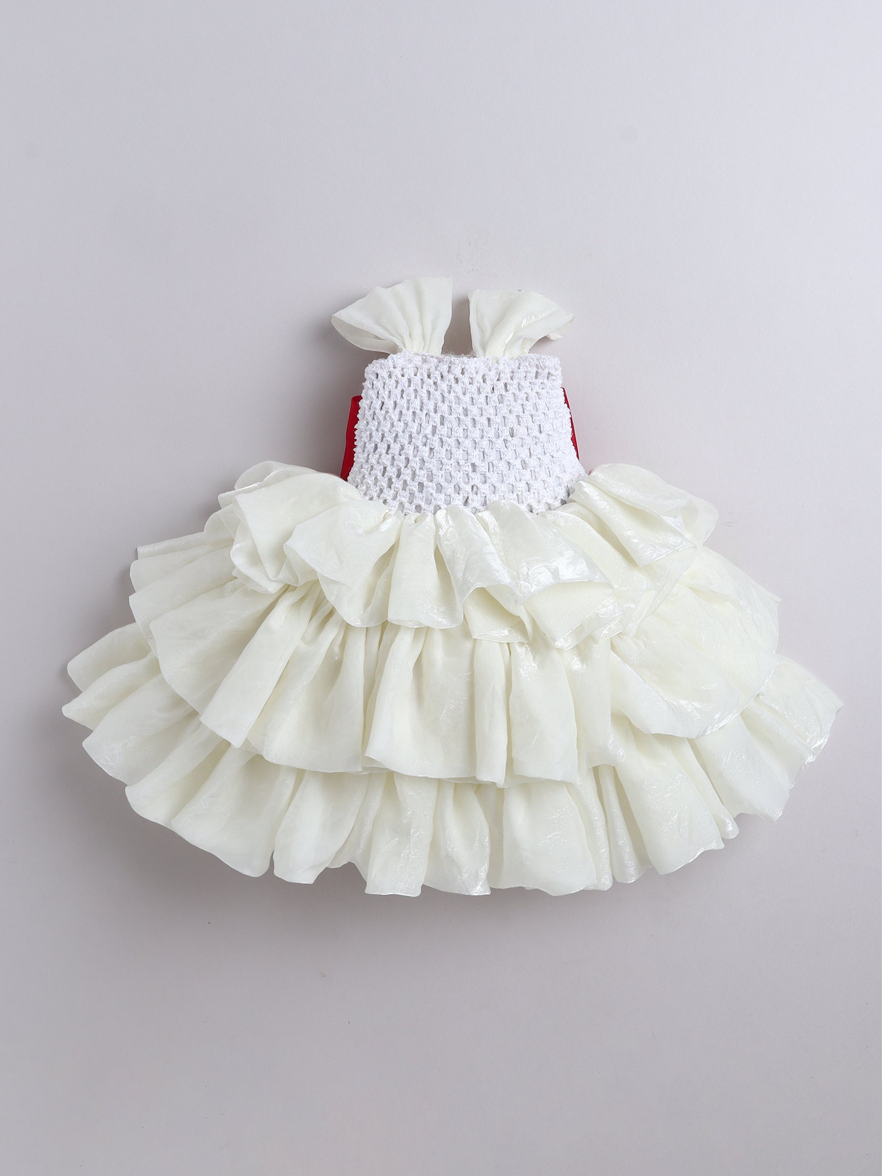 Rosette Bow Embellished Ruffle Tutu Party Dress