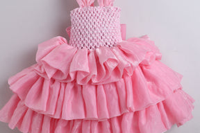 Rosette Bow Embellished Ruffle Tutu Party Dress