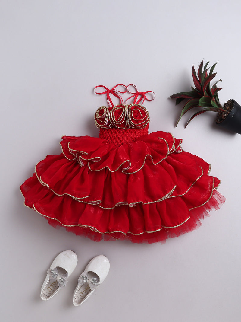 Rose Ruffle Party Layered Tutu Dress