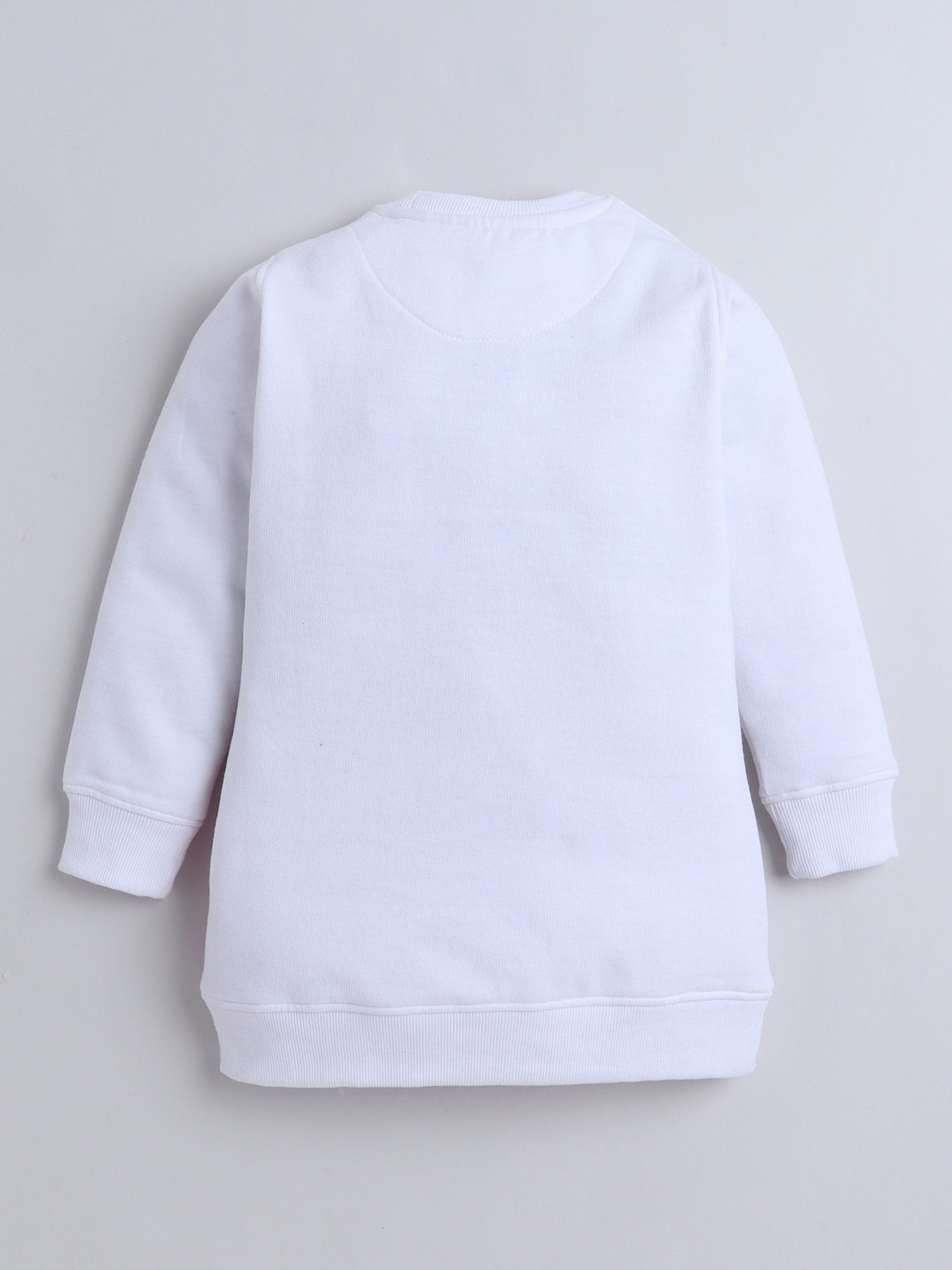 White Girl & Pink Ruffle Knee Length Sweatshirt Dress