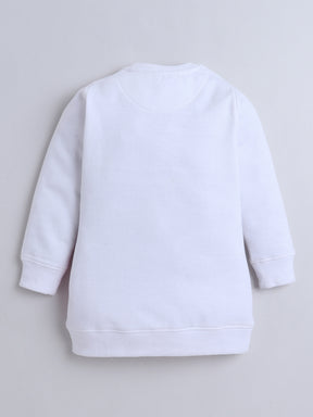 White Girl & Pink Ruffle Knee Length Sweatshirt Dress