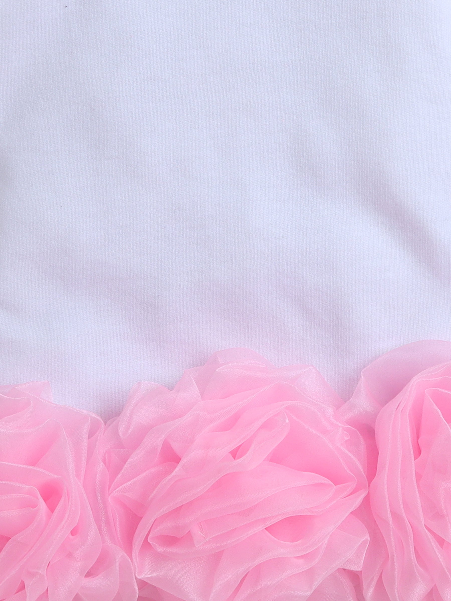 Black & White Ruffle Organza Floral Knee Length Sweatshirt Dress