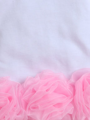 Black & White Ruffle Organza Floral Knee Length Sweatshirt Dress