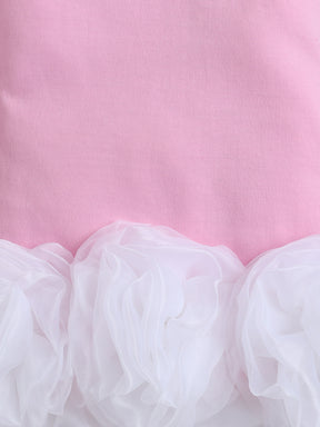 Black & White Ruffle Organza Floral Knee Length Sweatshirt Dress