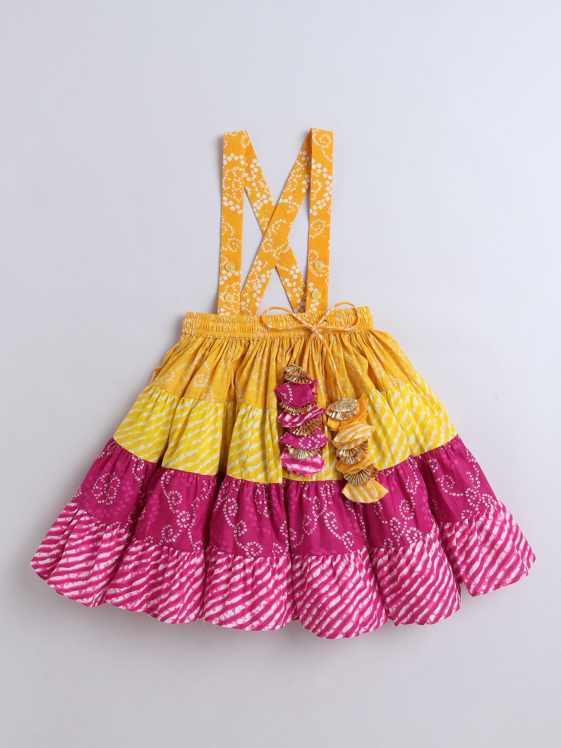 Vibrant Bandhani & Mirror Work Lehenga Set