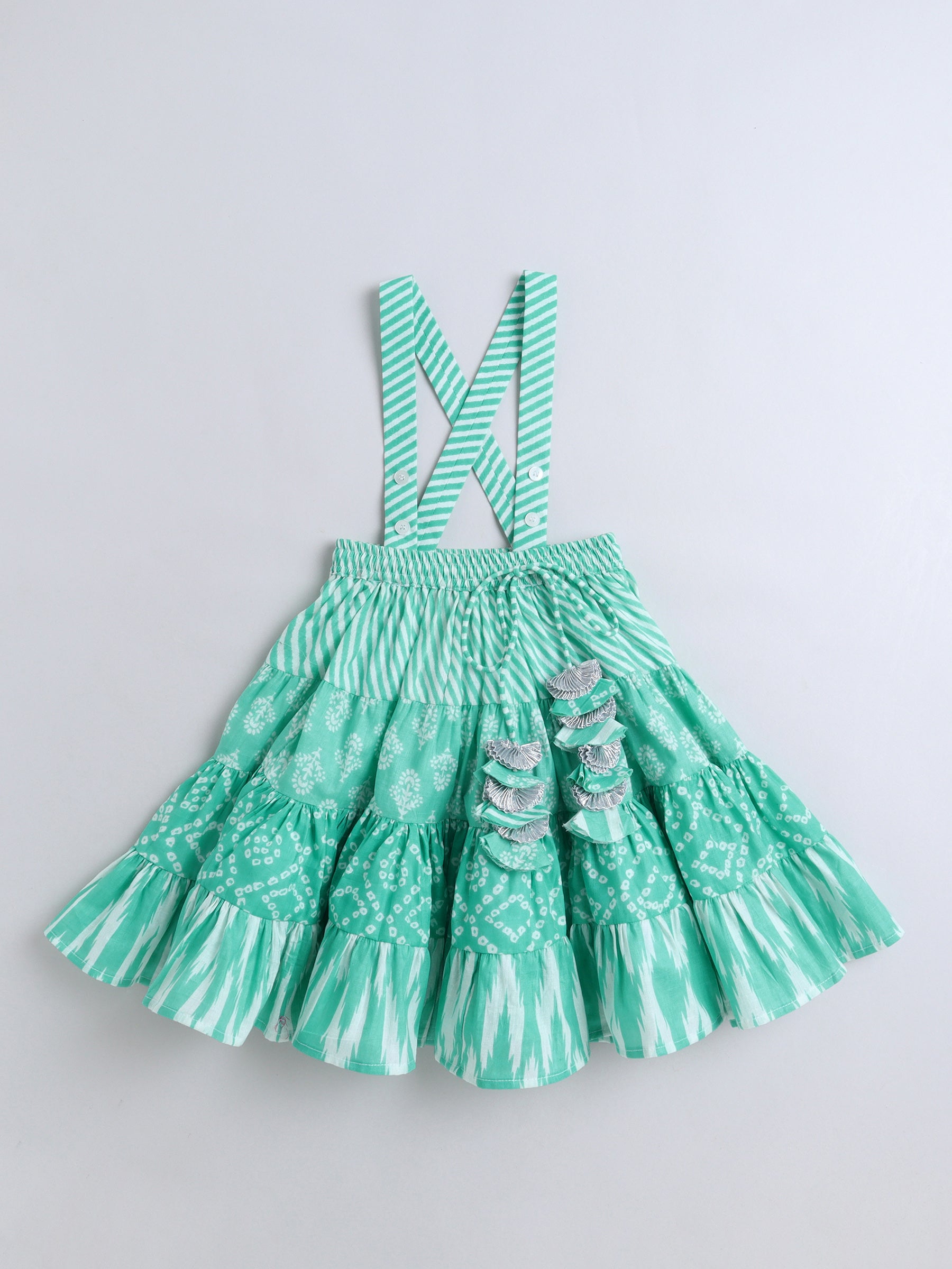 Mint Green Bandhani Embroidered Lehenga Set