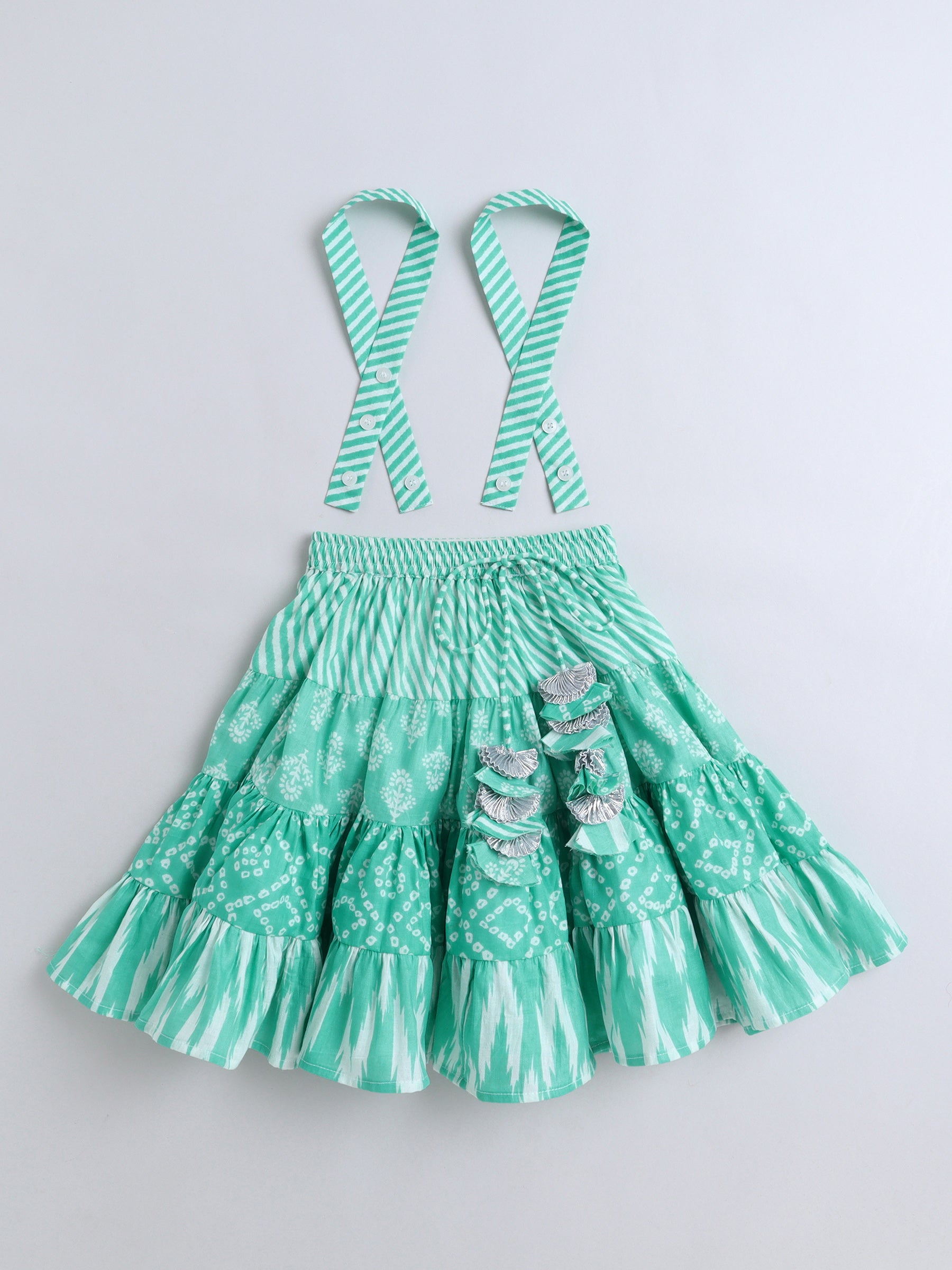 Mint Green Bandhani Embroidered Lehenga Set
