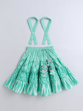 Mint Green Bandhani Embroidered Lehenga Set