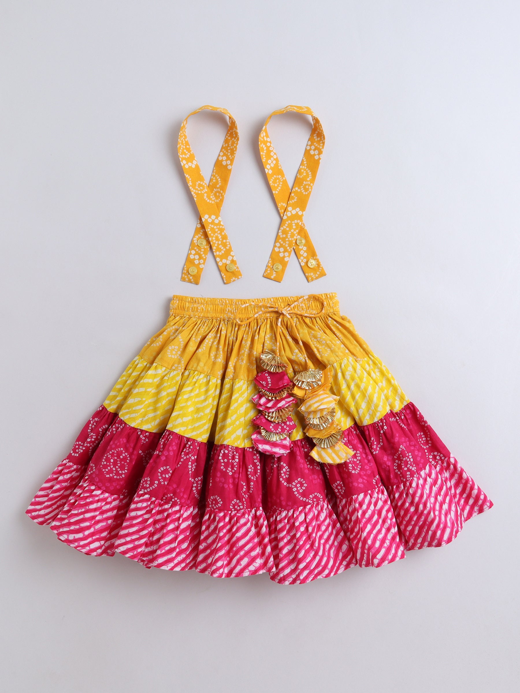 Vibrant Bandhani & Mirror Work Lehenga Set