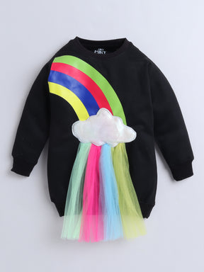 Rainbow Cloud Knee Length Sweatshirt Dress