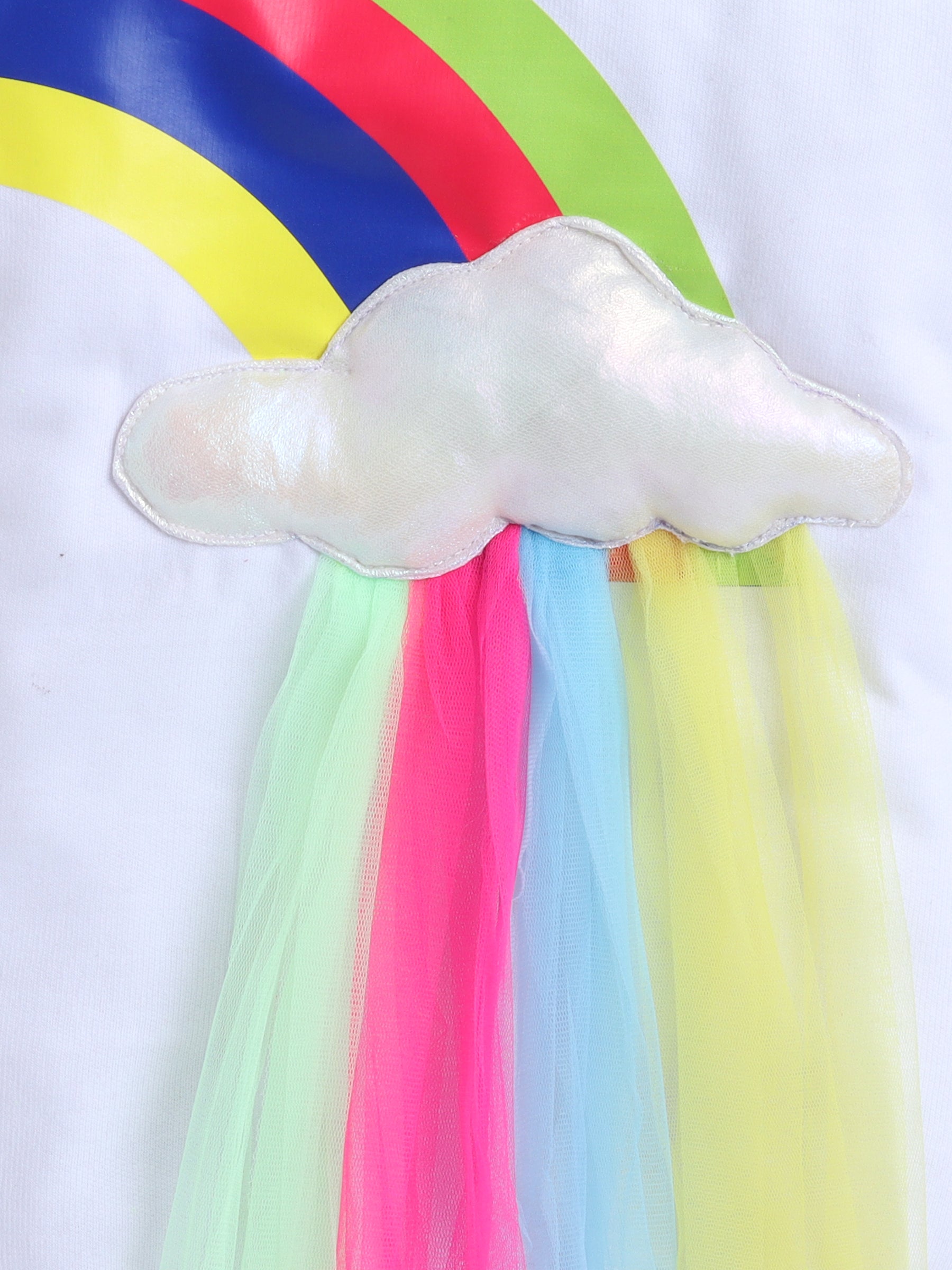 Rainbow Cloud Knee Length Sweatshirt Dress