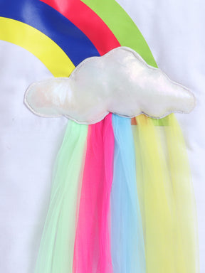 Rainbow Cloud Knee Length Sweatshirt Dress