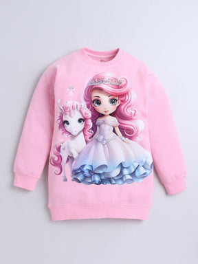 Pink Princess & Unicorn Sweatshirt Knee Length Dress