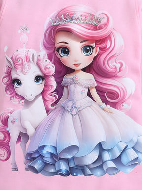 Pink Princess & Unicorn Sweatshirt Knee Length Dress